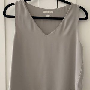 Babaton Silver Silk Sleeveless Top V-Neck Top in Size S